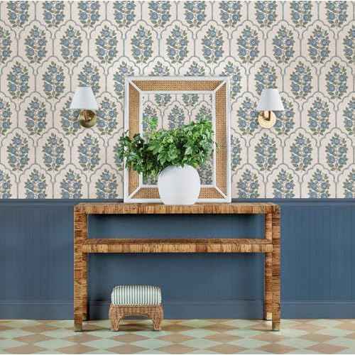 NuWallpaper x Society Social Floral Bazaar Green and Blue Peel and Stick Wallpaper, SSS6316