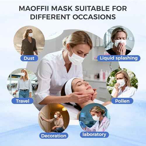 Individually Wrapped Disposable White Mask for Adults Men Women Teen Boys Girls 3-Ply Filter Protection Breathable Soft Face Cover with Longer Earloops 50 Pack Latex-free Large