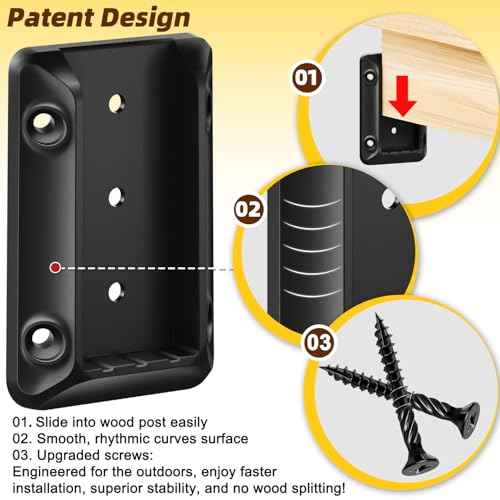 40 Pcs Deck Railing Bracket Connectors for 2"¡¿4" (Actually 1.5"x3.5") Wood Post to Handrail Connection, Railing Connectors with 280 Pcs Galvanized Black Screws for Wooden Stair Fence Railings