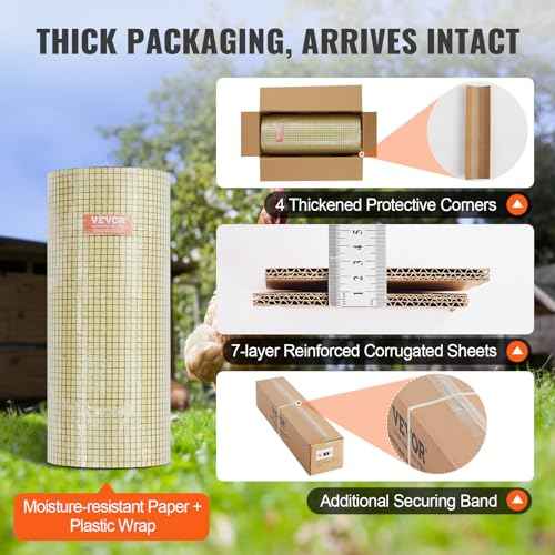 VEVOR Hardware Cloth, 24'' x 100' 1/2 inch Galvanized Wire Mesh Roll, 19 Gauge Chicken Wire Fencing Roll, Vinyl Metal Wire Mesh for Chicken Coop Barrier, Rabbit Snake Fences, Poultry Enclosures