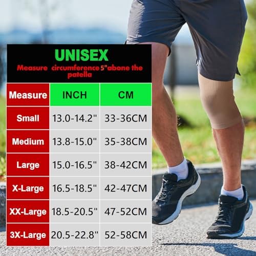 KEKING Orthopedic Brace for Tendinitis, Arthritis, ACL, MCL, Injury Recovery, Meniscus Tear, Knee Pain, Aching Knees, Patellar Tendonitis and Arthritis, Knee Compression Sleeves 2 Pack, Beige 3XL