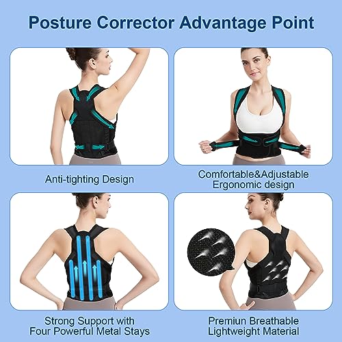 Back Brace Posture Corrector for Women and Men, Upgraded Adjustable Back Support for Upper and Lower Back Pain Relief, Shoulder Straightener for Scoliosis, Hunchback, Thoracic,Waistline-L(37.4"-43.3")