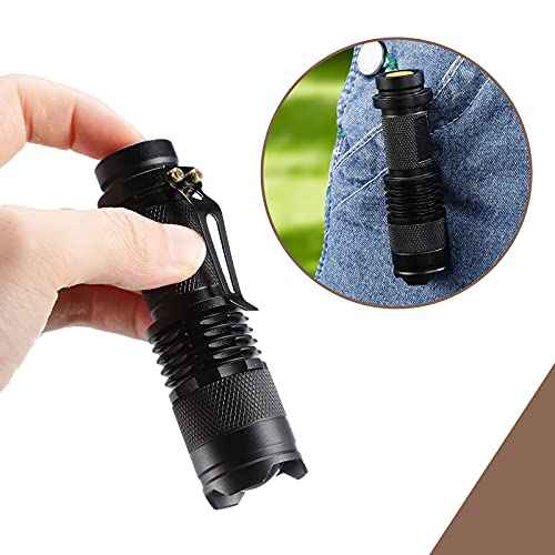Mudder 10 Pack Mini LED Flashlight 3 Lighting Modes Small Adjustable Handheld Flashlight with Belt Clip for Camping Home Hiking Outdoor Work(Black, White Light)