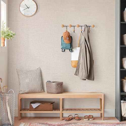 Khaki Grasscloth Peel and Stick Wallpaper 15.7"x118" Modern Textured Contact Paper Faux Linen Removable Self Adhesive Vinyl Wallpaper for Bedroom Kitchen Cabinets