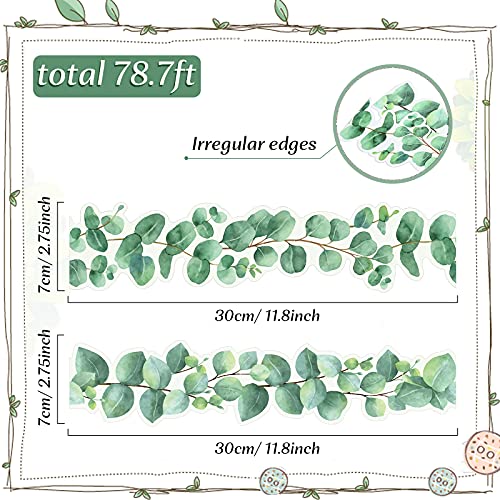 Eucalyptus Die-Cut Border Trim Bulletin Board Classroom Bulletin Wall Decor Greenery Trim Border Tropical Leaves Greenery Wall Decoration Green(78.7ft)