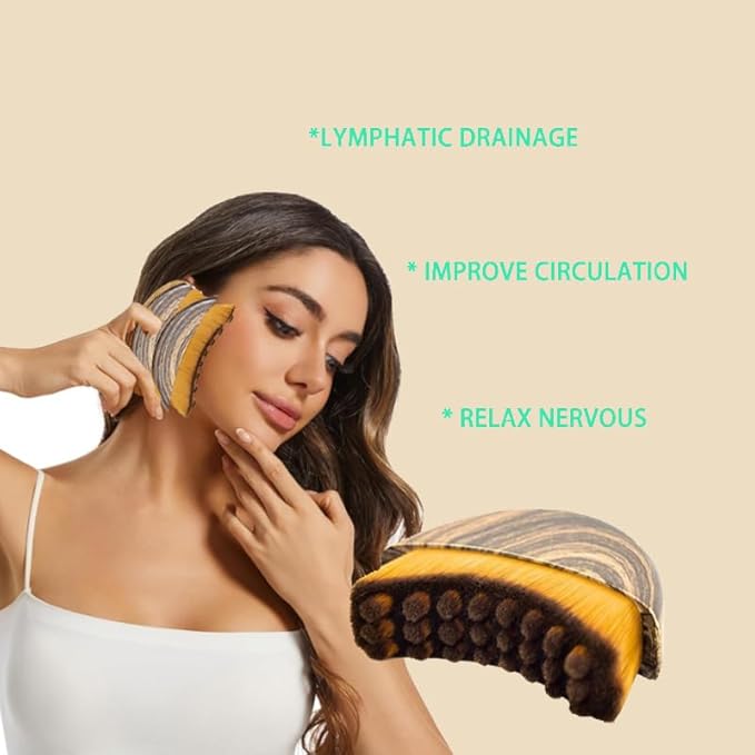 Dry Lymphatic Contour Face Brush for Lymphatic Drainage, 2 Packs Soft Facial Brushes Curved Design Tool Drainage Massager for Face Chin Sculpting Lifting Skin Care Gift for Women and Girls (Mix)