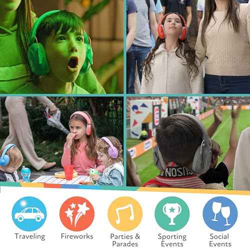 Nuby Soft Sounds Noise-Canceling Earmuffs with Travel Case - Hearing Protection for Kids and Teens - Adjustable Headband - Super Soft Padding - White