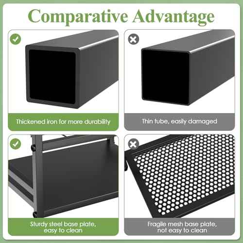 Garden Tool Organizer Rack for Garage, Yard Tool Tower Rack Organizer, Tools Stand Storage with Hooks Black Metal Garden Tools Holder for Yard Shed Garage Organization