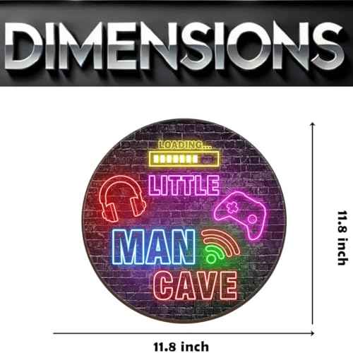 Little Man Cave Sign, Boys Teenage Room Hanging Wall Art Decoration,Gift, Playroom Nursery Decor for Game Lover Gamer Wall Decor 12¡Èx 12¡ÈGlow in the Dark