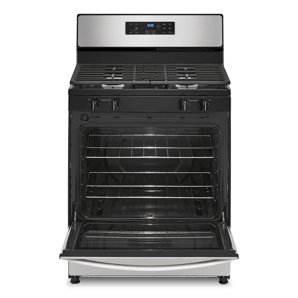 Whirlpool WFG320M0MS 30 Inch Freestanding Gas Range with 4 Sealed Burners, 5.1 cu. ft. Capacity, SpeedHeat™ Burners, Frozen Bake™, Sabbath Mode, Broiler Drawer, and Star-K Certified: Stainless Steel