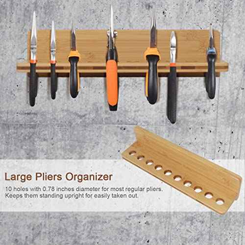 Wall Mounted Screwdriver Rack, Bamboo Pliers Holder Hammer Wall Rack Tools Storage for Garage Workshop - 3 Pack