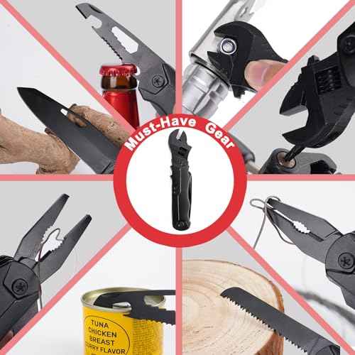 19-in-1 Multitool Wrench ? Stainless Steel Adjustable Wrench with Pliers, Knife, Wire Cutter, Saw, Screwdrivers ? Compact EDC Pocket Tool for Camping, DIY Repairs, Gift for Men