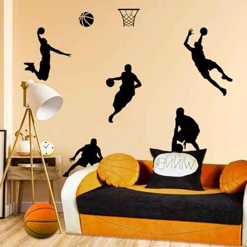 Basketball Wall Decal Large, 3D Basketball Wall Stickers, Self-Adhesive Fathead Window Decor for Teen Boys Bedroom, Living Room, Home, 34x35 Inch
