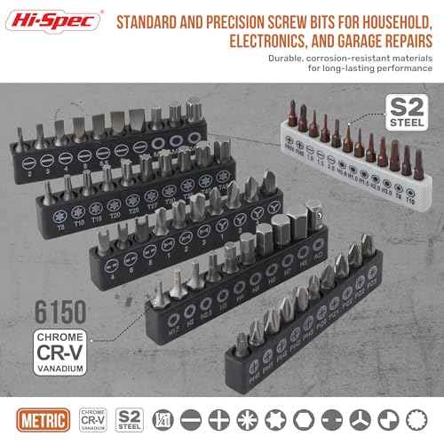 Hi-Spec 78pc Multi Screw Driver Bit Set and 1/4 inch Socket Set with Handles. Flexible Extension, Precision, Torx and Tamperproof 1/4 inch Hex Screwdriving Bit Accessories in a Case