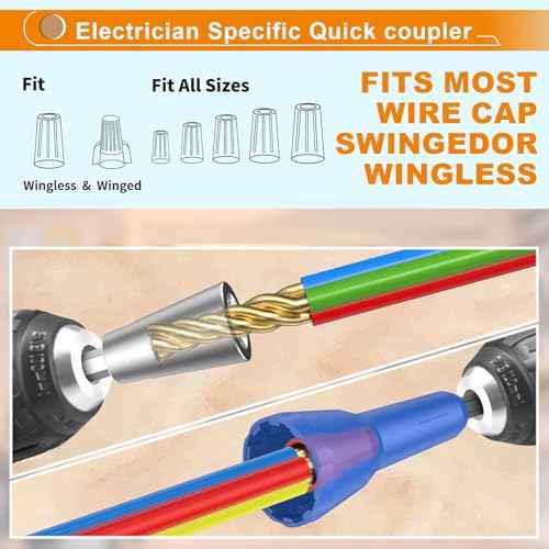 Luckyway Wire Stripper for Drill with Professional Electrician Wire Stripping and Twisting Tool, Wire Twister Tool for Drill, Quick Change Connector and Wire stripping Faster (Colorful, 5 PCS 6-14AWG)