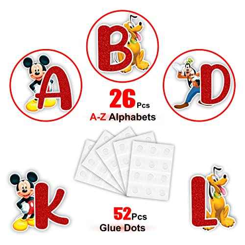 Micky Mouse Alphabet A?Z Wall Sticker ? Cartoon Character Educational Wall Decals for Room, Nursery, Classroom, Playroom ? Removable and Waterproof Alphabet Wall Art for Learning and Decoration