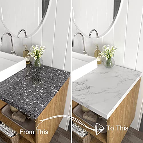 Decotalk Marble Contact Paper Marble Wallpaper Peel and Stick Marble Countertop Vinyl Wrap Waterproof Matte White Marbles Contact Paper for Kitchen Counter Removable Wallpaper Vinyl Marbles 12"x120"