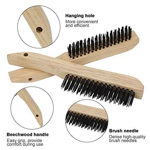Wire Brushes Pack of 12. for Cleaning Welding Slag, Rust and Dust. 10" Heavy Duty Carbon Steel Shoe Handle Wire Scratch Brush