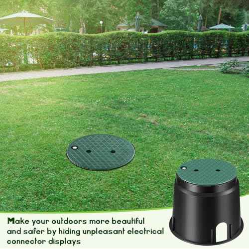 Tandefio 1 Pc 910 Electrical Splice Box 10 Inch Diameter Underground Electrical Junction Box Inground for Outdoor Wiring Splices (Black)