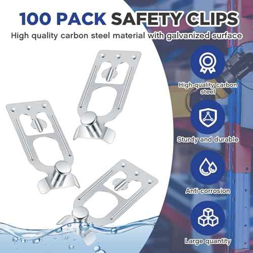 Zonon 100 Pcs Teardrop Pallet Rack Safety Clip Warehouse Storage Pallet Racking Beam Safety Clip Safety Steel Pallet Rack Clip Connector Cross Beam Locker for Shelf Garage
