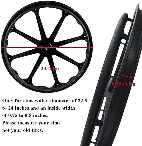 Wheelchair Rear Wheel Replacement Tire, 24 "X 1" Universal Flat-Free Polyurethane Tire,Equipped with installation tools, Wheelchair accessories for all brands(1 Pair)
