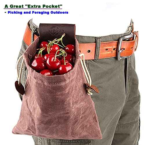 Waxed Canvas Foraging Bag Waist Hanging Leather Canvas Pouch Outdoor Waist Hanging Portable Tool Bag and Daily Storage Bag by LIPOUD