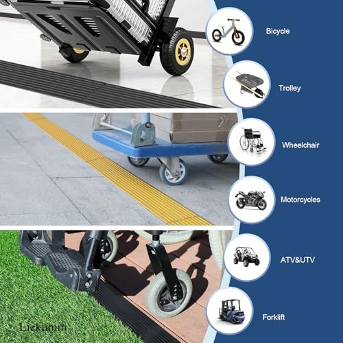 LIEKUMM 1" Rise PVC Threshold Ramp for Doorways, 1700 Lbs Capacity, Transition Ramp for Wheelchairs, Strollers, and Scooters, Cuttable, Black
