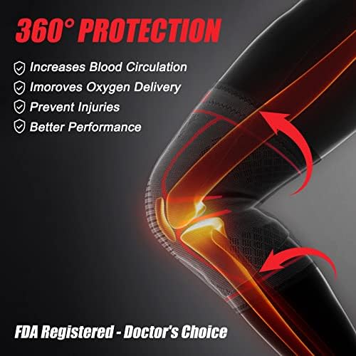 NEENCA Knee Braces for Knee Pain -2 Pack Knee Sleeves for Knee Pain Set, Knee Brace Compression Sleeves, Knee Support for Sports, Running, Meniscus Tear, ACL, PCL, Women & Men...