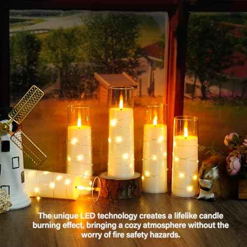 Flameless Candles with Embedded Star String, 12 Pcs Battery Operated LED Pillar Candles with Remote and Timer, Suitable for Home Decor, Party, Christmas & Wedding (White)
