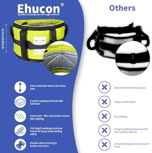 Gait Belts with Padded Handles,Transfer Belts Physical Therapy Belt for Seniors Moving, Lifting Belt Assist Patient/Elderly(Yellow, Medium)
