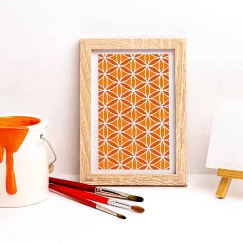 16 PCS 6 Inch Checks Diamond Stencils, Brick Mermaid Scale Reusable Plastic Paint Templates for Painting on Wood, Geometric Star Shape Stencils for Furniture Fabric Wall DIY Crafts Decorations