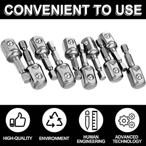 Impact Adapter Square Socket for Drills Extension Driver Bits Hex Impact Socket Adapter for Automotive DIY(1/2 Inch Square Tip, 50 mm Long,Silver)