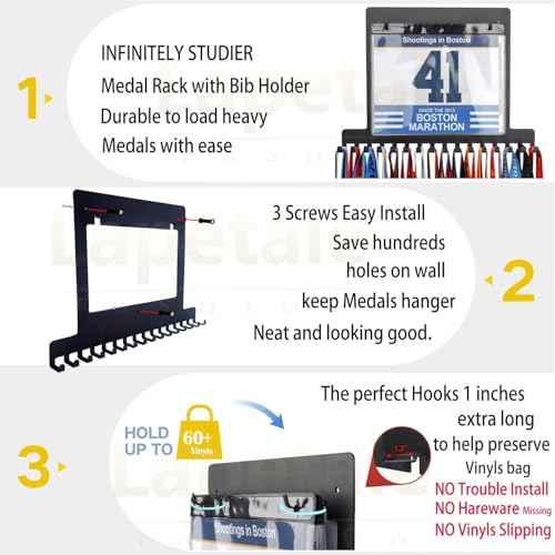 Race Medal Holder Wall Hanger,Marathon Medal Display and Runner Medal Hanger Display,Bib Running Medal Display, Running Medal Hanger Display,Medal Holder for Wall,Gifts For Runners Athlete Luxurious