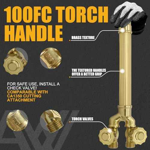 Cutting Attachment Torch - Oxyacetylene with 100FC Torch Handle, 3-101 Cutting Nozzle, Tip Cleaner
