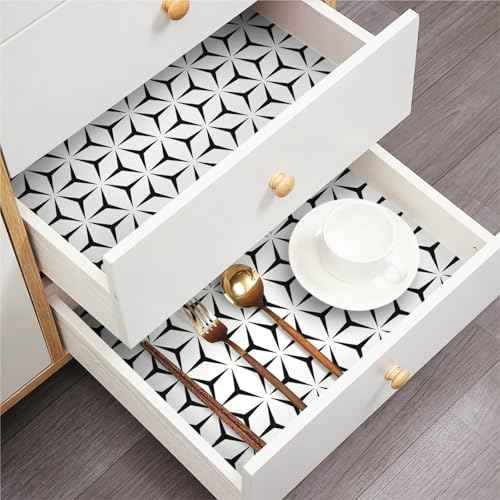Heroad Wall Paper Peel and Stick Modern Black and White Wallpaper Peel and Stick Boho Geometric Contact Paper for Cabinets and Drawers Renter Friendly Self-Adhesive Removable Waterproof 17.7¡± x 118¡±