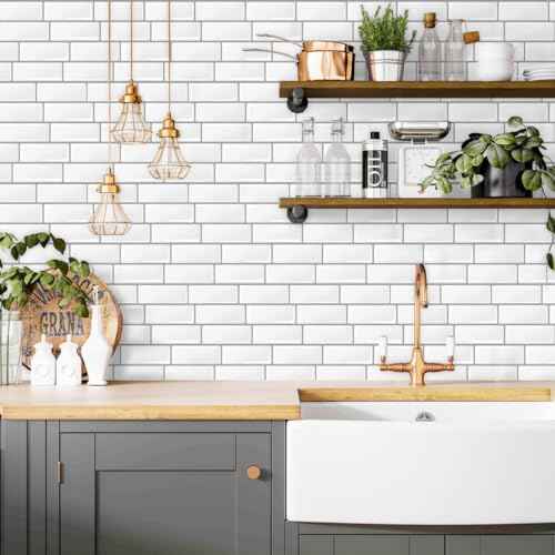 Livebor Peel and Stick Backsplash Wallpaper Kitchen Wallpaper 11.8inch x 78.7inch Tile Peel and Stick for Kitchen Countertop Tile Backsplash Contact Paper Waterproof Self Adhesive for Bathroom Vinyl