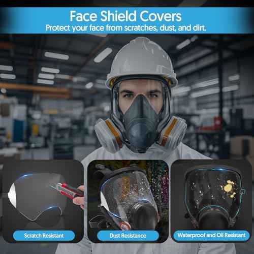 QZQ 60 Pack Peel Off Lens Cover Compatible with 3M Respirator Masks 6885, 6000, 6700, 6800, 6900 Series, Protective Cover