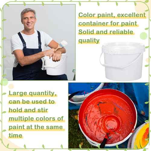 Leinuosen 8 Pcs 2 Gallon Plastic Food Safe Bucket with Lid and Handle Durable Heavy Duty Bucket Set Pail Container for Multipurpose Storage Paint Art Crafts Projects(White)