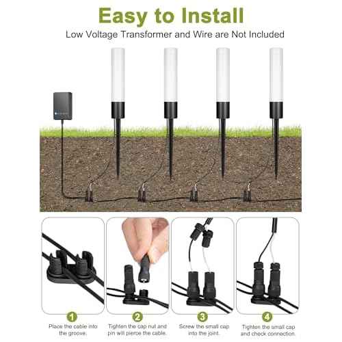 Ellasay Low Voltage Landscape Lights: 8-Pack 6W 3000K Led Waterproof IP65 for Outdoor Garden Pathway/Walkway/Driveway - 12-24V Wired Easy to Install
