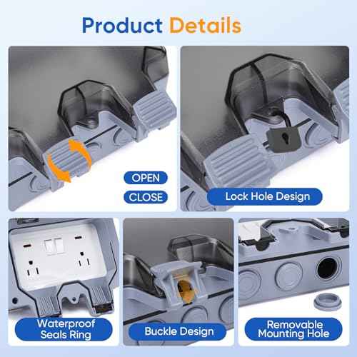 Outdoor Power Outlet,Outdoor Extension Cord Waterproof Double Wall Outlet Extender with On-Off Switch and Indicator Light£¬Exterior Electric External Power Outlet,Outside Outlet (32.8FT)