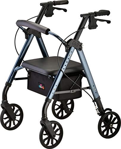 NOVA Medical Products Star 8 Rollator Walker with Perfect Fit Size System, Lightweight & Foldable, Easy to Lift & Carry, Great for Travel, Color Blue