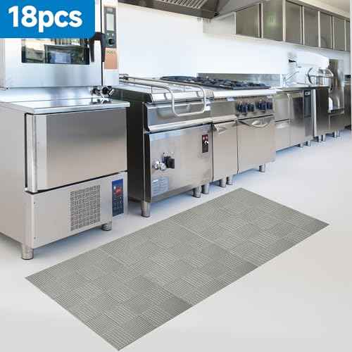 jxgzyy 24Pcs Interlocking Drainage Tiles, 12"¡¿12" Non-Slip Modular Interlocking Cushion Soft PVC Drainage Mat for Pool Bathroom Patio Balcony Boat Garage, Gray