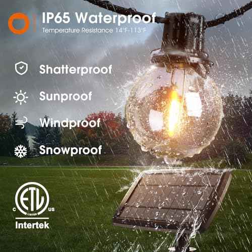 addlon 106FT(100+6) Solar String Lights with Remote, 54 Shatterproof G40 Bulbs, Commercial Grade Solar Powered Outdoor Light, Dimmable Waterproof Solar Lighting Outdoor for Garden Backyard Party Decor