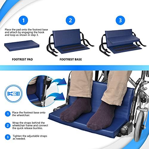 NYOrtho Wheelchair Foot-Rest Extender Elevating Pad - Leg Cushion Protector + Carrying Bag | Secures Easily with Quick-Release Strap Seat Widths 22" - 24" + Carrying Bag, 1" Foot Platform