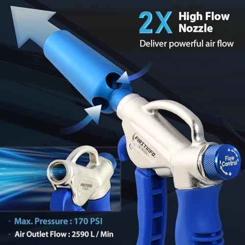 FIRSTINFO A18563US Windstorm High Volume Air Blow Gun with Adjustable Air Flow and High Flow Nozzle