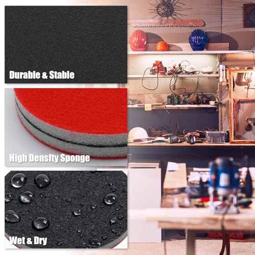 20 Pcs 800 Grit Sanding Sponge Discs, Hook and Loop Sanding Block Wet Dry Sandpaper Sponge Discs, Soft Foam Sanding Pads Washable & Reusable Sand Block for Metal Wood Polishing (800 Grit)