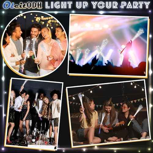 100 Pack White Fiber Optic Wand Glow Wand LED Light Up Wand Bulk with 3 Flashing Models Flashing Sticks for Glow in The Dark Birthday Party Favor Wedding Halloween Christmas, 8 Colors