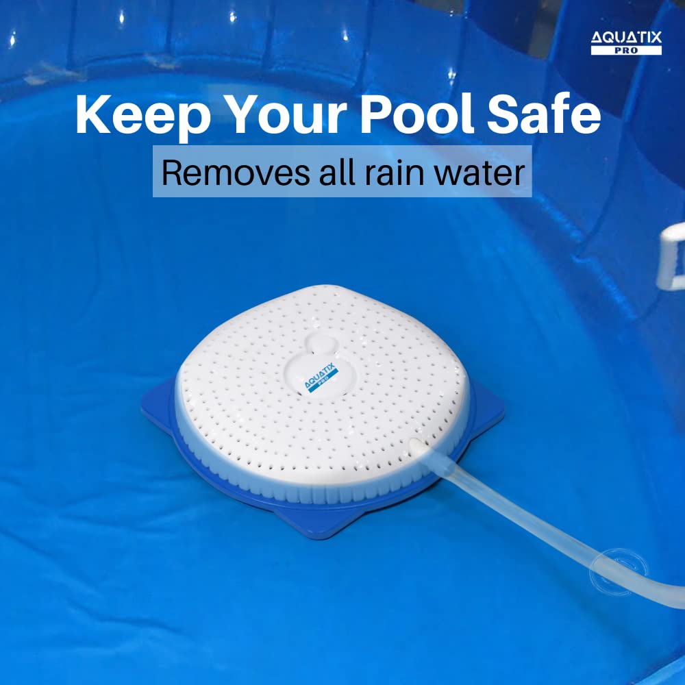 Pool Cover Drainer Kit for Above Ground Swimming Pools by Aquatix Pro, Premium Pool Cover Siphon with 16 Feet Hose & Pump, Suitable for All Coverings, Quick and Easy Water Drainage, 1 Year Warranty!