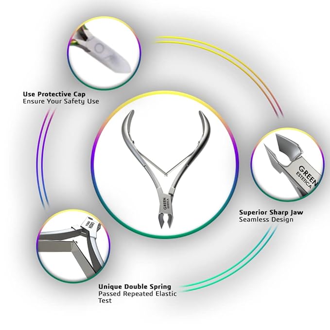 Professional Cuticle Trimmer with Cuticle Pusher Nail Cuticle Remover Nipper Silver Stainless Steel Sharp Blades Manicure Tools with Double Spring Nail Care Pedicure Nail Tools Home Spa (Silver)