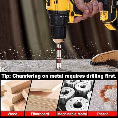 5Pcs Countersink Drill Bit Set, 82 Degree 5-Flute Industrial-Grade HSS, 1/4" Hex Shank, Sizes 1/4"-3/4" for Wood, Plastic, Fiberboard & Soft Metals, with Moisture-Resistant Aluminum Storage Case